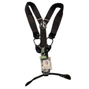 Vintage Mens 100% Silk Size X-Long Suspenders Solid Black NEW